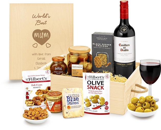 Mother's Day Personalised Cheese & Pâté Selection Gift Box With Red Wine